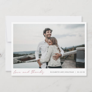 Cartão De Agradecimento Rosa Dourado Script Foto Amor e Obrigados Casament