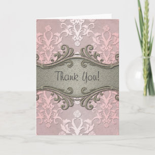 Cartão de Agradecimento Rosa Feminino Floral Damas