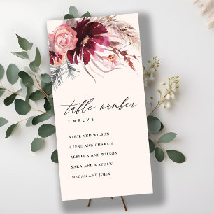 Cartão De Agradecimento Rosa Flora Pampas Grass Grass Número da Tabela