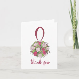 Cartão De Agradecimento Rosa Floral Ball Buquê Casamento Obrigado Nota