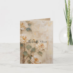 Cartão De Agradecimento Rosa Floral de Pêssego Creme Obrigado