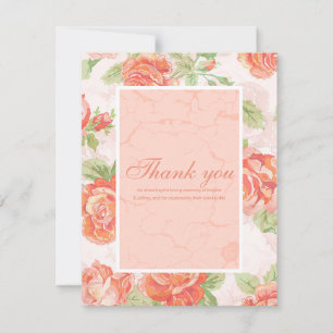 Cartão De Agradecimento Rosa floral laranja