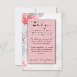 Cartão De Agradecimento rosa Floral Watercolor rosa