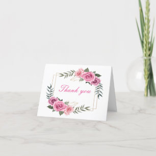 Cartão de Agradecimento Rosa Geométrica Elegante