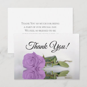 Cartão De Agradecimento Rosa Lilás Roxa Elegante Espelhada Casamento Simpl