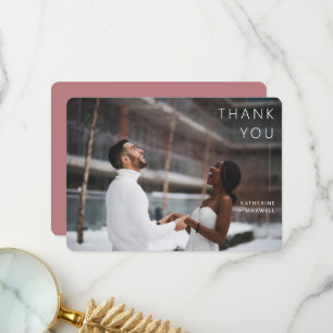 Cartão De Agradecimento Rosa minimalista moderno Obrigado de Foto de Casam