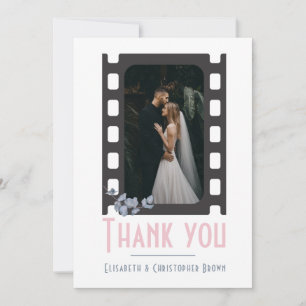 Cartão De Agradecimento Rosa moderno cinema adicionar foto floral casament
