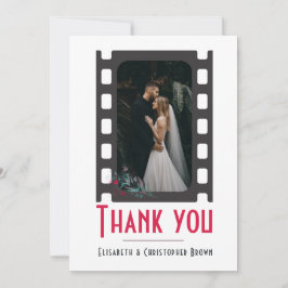Cartão De Agradecimento Rosa Moderno Cinema Floral Casamento