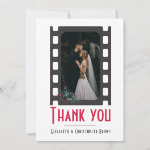 Cartão De Agradecimento Rosa Moderno Cinema Floral Casamento