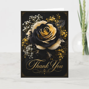 Cartão de Agradecimento Rosa Ouro Preto Floral E