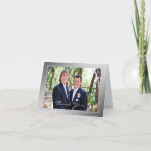 Cartão De Agradecimento Rosa Prata Foto Gay Obrigado