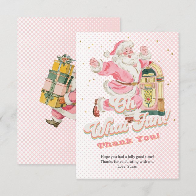 Cartão De Agradecimento Rosa Que Bravo Retro Groovy Papai Noel Aniversário (Frente/Verso)