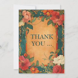 Cartão De Agradecimento 🌹 Rosa Romance: Art Nouveau Splendor