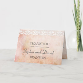 Cartão De Agradecimento Rosa Romântico Vintage e Casamento de Lace OBRIGAD