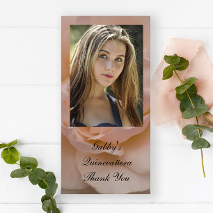 Cartão De Agradecimento Rosa Rosa Rosa Rosa Rosa Floral Quinceañera Obriga