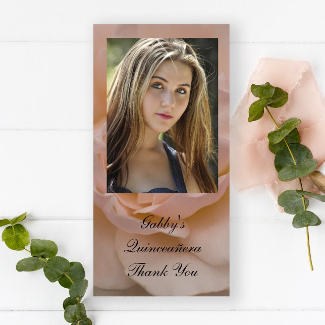 Cartão De Agradecimento Rosa Rosa Rosa Rosa Rosa Floral Quinceañera Obriga (Criador carregado)