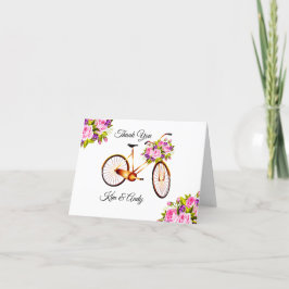 Cartão De Agradecimento Rosa Rosa Sobre Bicicleta