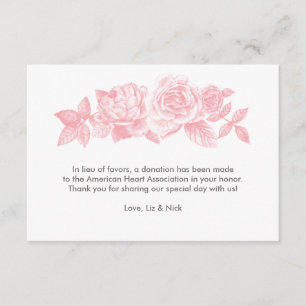 Cartão De Agradecimento Rosa Sketch Favor Card em rosa