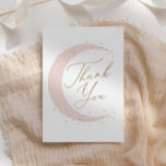 Cartão De Agradecimento Rosa Sobre o Chá de fraldas da Moon Girl<br><div class="desc">Diga obrigado aos amigos e à família por terem assistido ao seu chá de fraldas com estes "sobre a lua" temáticos,  obrigado cartas.</div>
