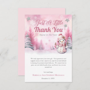 Cartão De Agradecimento Rosa Um Pequeno Floco De Neve   Chá de fraldas de 