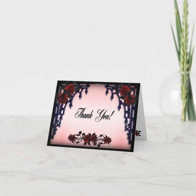 Cartão De Agradecimento Rosa vermelha Gótica Obrigado Dentro Vazio (Frente)