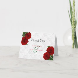 Cartão De Agradecimento Rosa Vermelha Intensa Floral Casamento