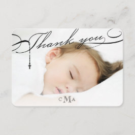 Cartão De Agradecimento Rosary Cross Monogramas Foto Religiosa Escriturada