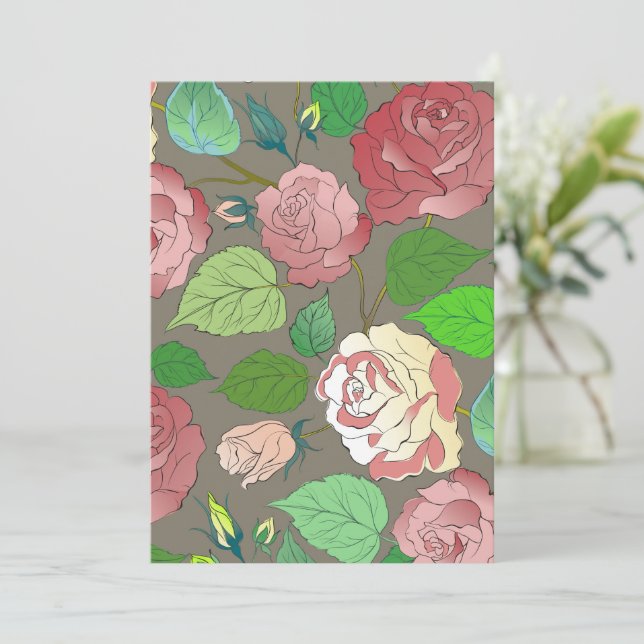 Cartão De Agradecimento Rosas 30 (Em pé/Frente)