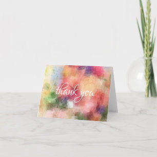Cartão De Agradecimento Rosas Abstratas Flores Obrigado Letra Chique