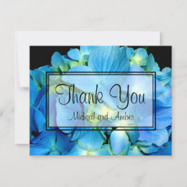 Cartão De Agradecimento Rosas azuis de hidrangeas florais de cor azul Eleg