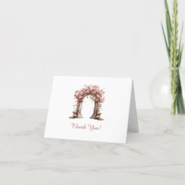 Cartão De Agradecimento Rosas Blush Arch de Casamento Boho