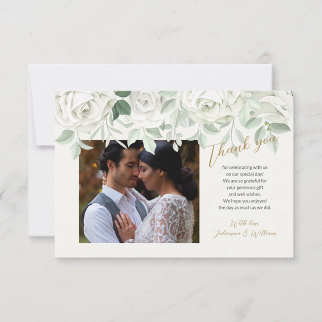 Cartão de Agradecimento Rosas Brancas (Frente)