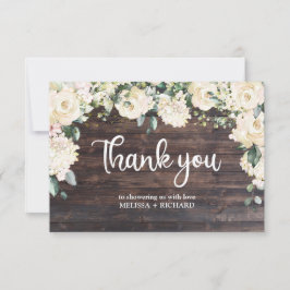 Cartão De Agradecimento Rosas brancas de madeira russa bebê floral