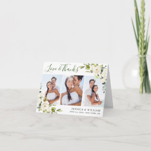 Cartão De Agradecimento Rosas Brancas Simples Eucalyptus 3 FOTO