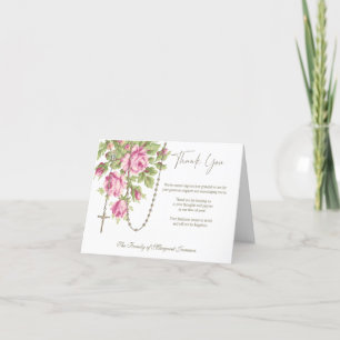 Cartão De Agradecimento Rosas Católicos Rosário Condolência Funeral