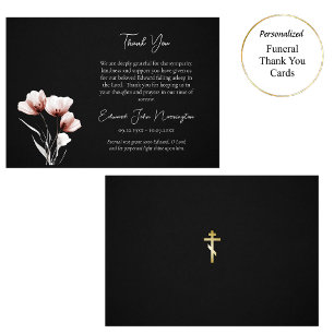 Cartão De Agradecimento Rosas claro Eeténicas Flores Ortodoxas Funerais