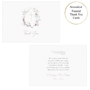 Cartão De Agradecimento Rosas claro Wreath Roman Funeral Católico