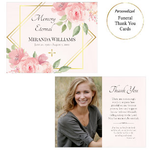 Cartão De Agradecimento Rosas Cor-de-Água Rosa Grego Ortodoxo Funeral