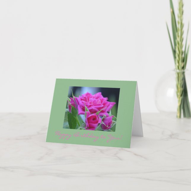 Cartão De Agradecimento Rosas cor-de-rosa escuros (Frente)