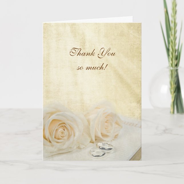 Cartão De Agradecimento Rosas de Casamento Obrigado (Frente)