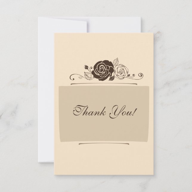 Cartão De Agradecimento Rosas do creme e de café (Frente)