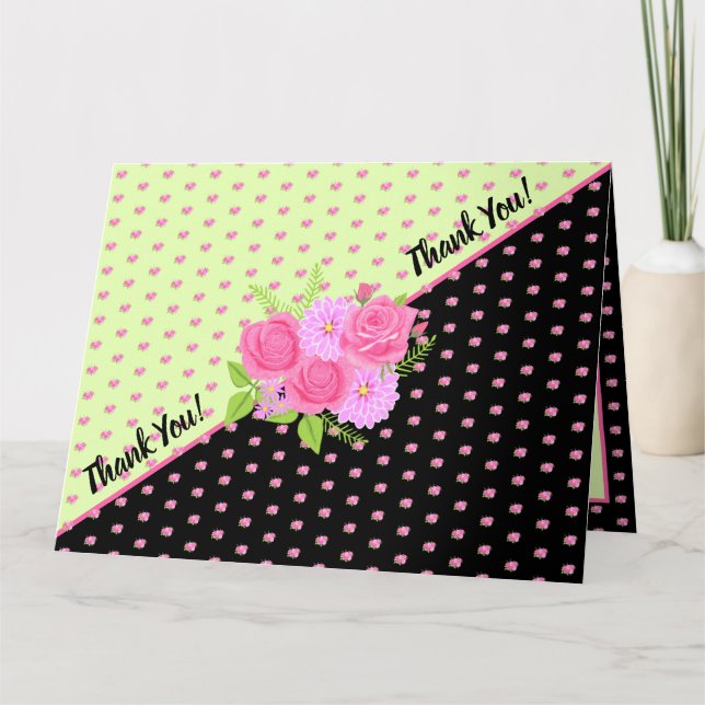 Cartão de Agradecimento Rosas e Dálias (Frente)