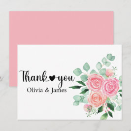 Cartão De Agradecimento Rosas e Eucalyptus Wedding