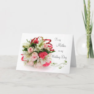 Cartão De Agradecimento Rosas e lírios Obrigada Mãe pelo meu Casamento
