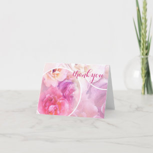 Cartão De Agradecimento Rosas em Aquarela Elegantes Obrigado Letra à Mão