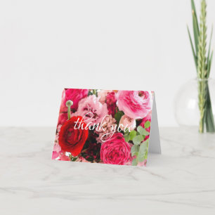 Cartão De Agradecimento Rosas em Aquarela Flores Obrigado Escrita à Mão
