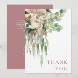 Cartão De Agradecimento Rosas Florais Elegantes Casamento Rosa