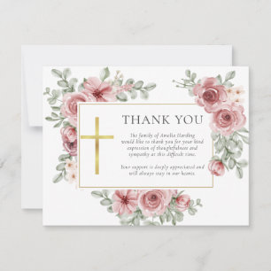 Cartão De Agradecimento Rosas Florais Funerárias Cristãs