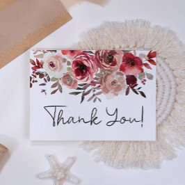 Cartão De Agradecimento Rosas Florais Red Blush Elegante