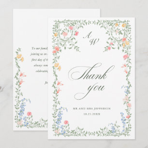 Cartão De Agradecimento Rosas Francesas Pastel Prado Floral Casamento